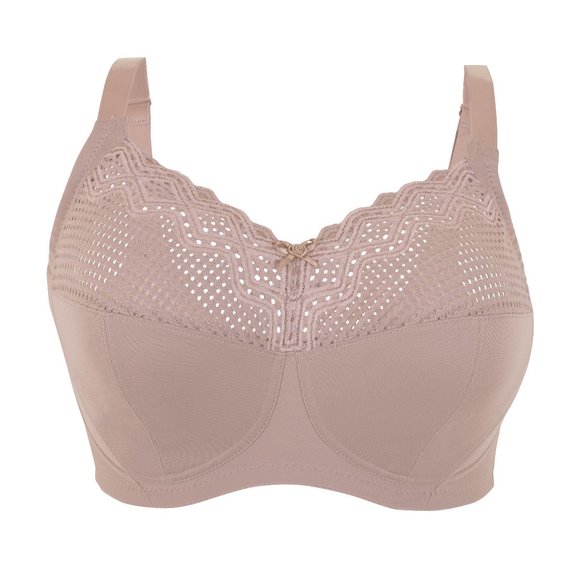 Glamorise 50i Plus-Size COMFORT LIFT Bra Wireless-Support SOFT-LACE Taupe NEW - Picture 1 of 11